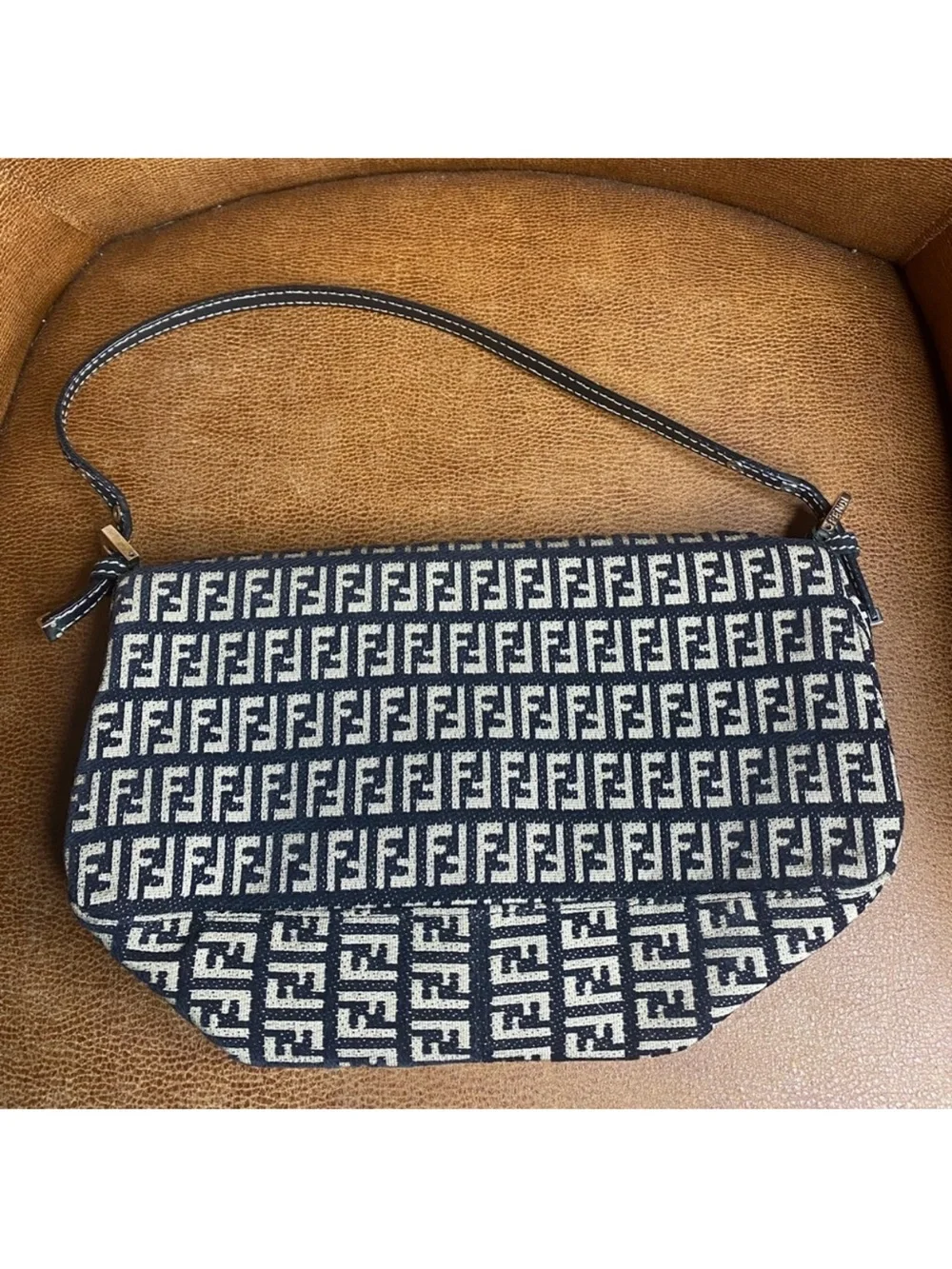 Authentic Fendi Zucchino Mamma Baguette Shoulder Bag Y2K 100% AUTHENTIC